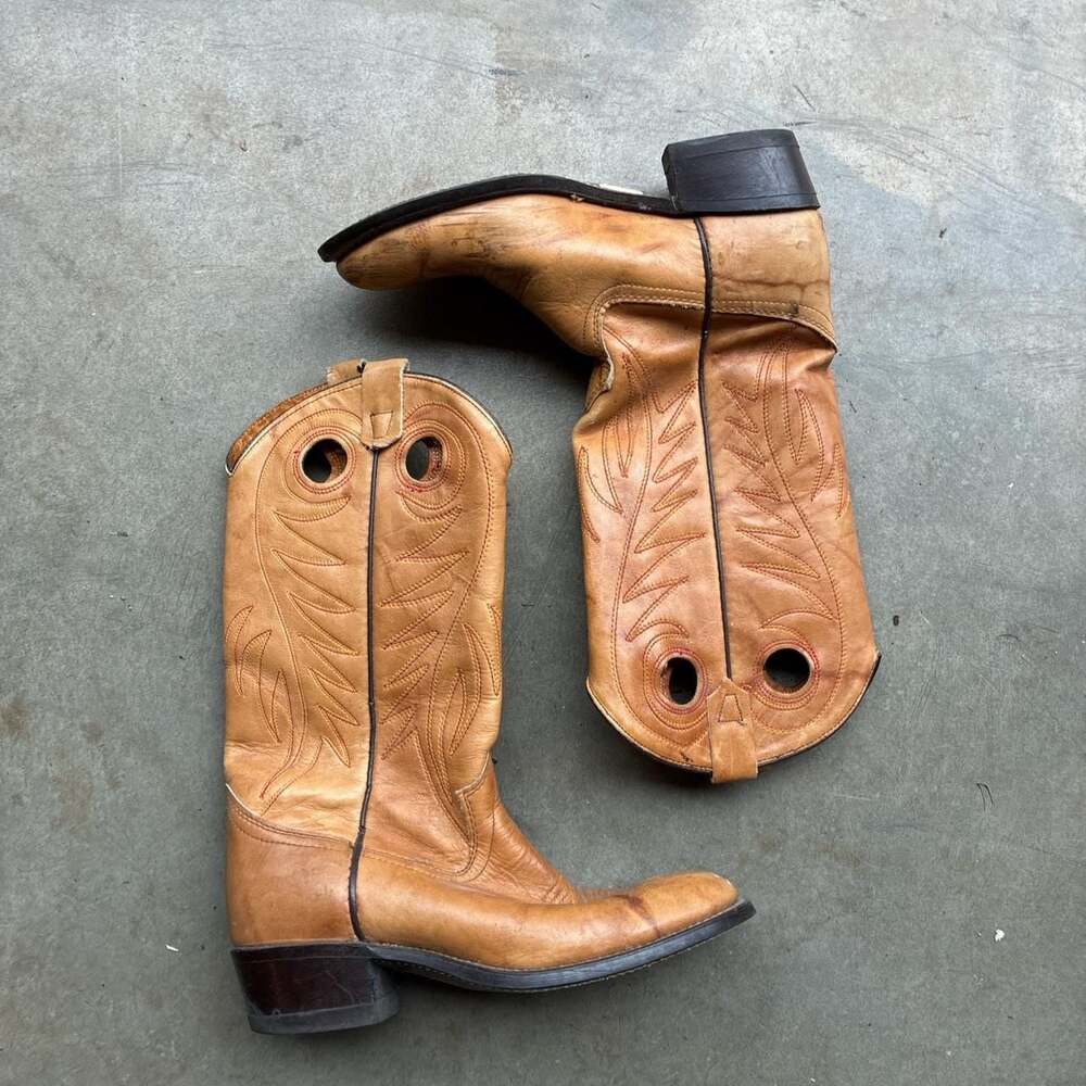 Texas Boots Style 7844 Western Cowboy Boots Tan Leather Size 8 EE